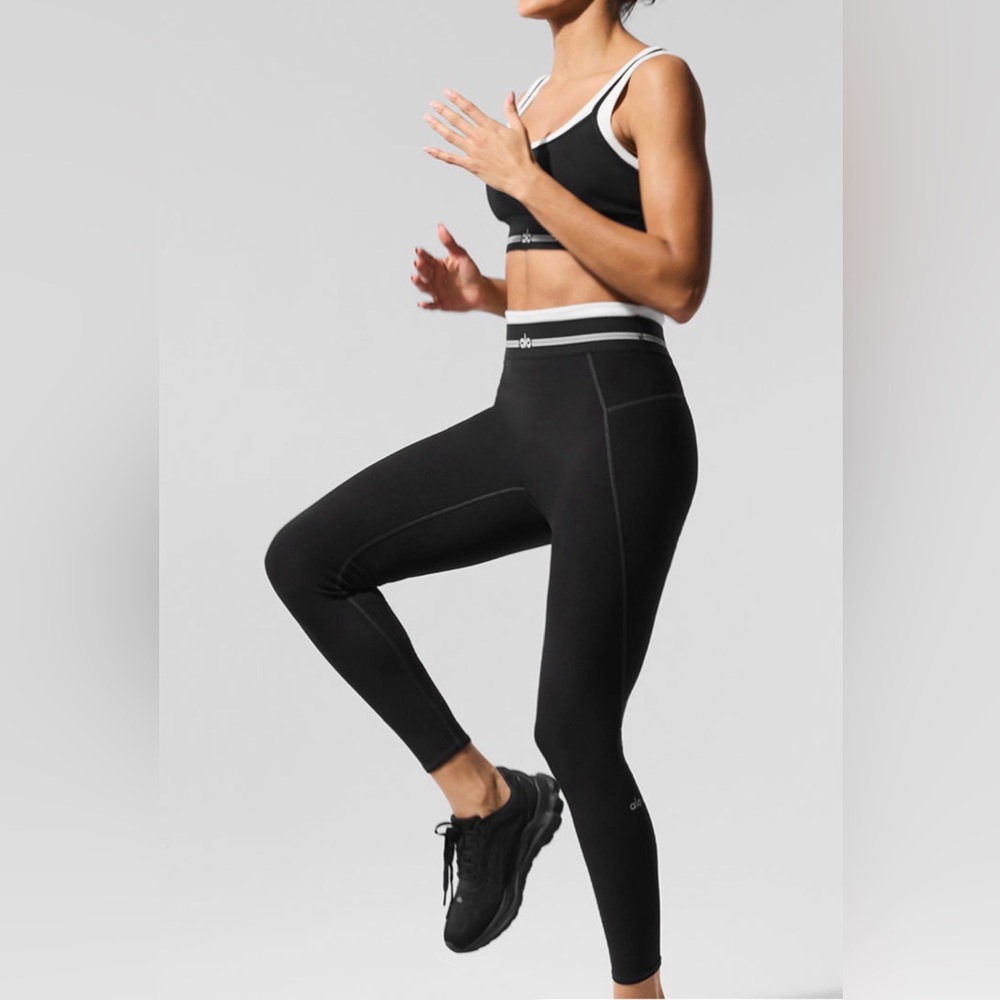 ALO Airbrush High Waist 7/8 Better Together Legging, Black & White, Size Small